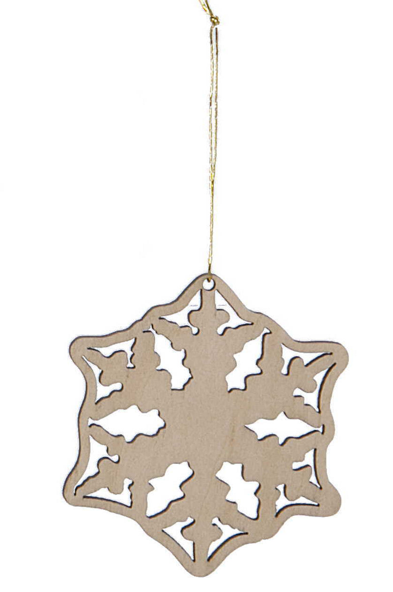Laser Cut Wood Snowflake Ornament - Style 6