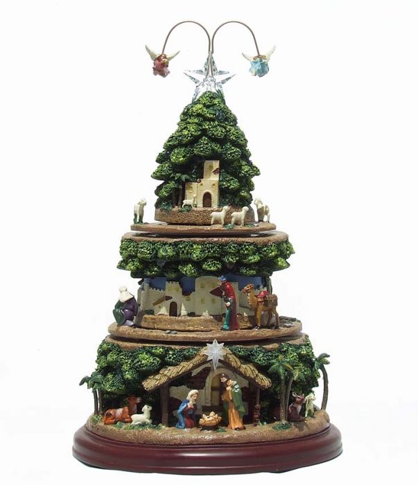 Roman Musical 15 inch Led Nativity Tree Triple Rotation - The Country Christmas Loft