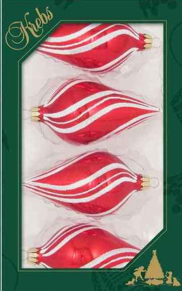 Candy Apple Stripe Reflective Glass Finials - 4 Pack - The Country Christmas Loft