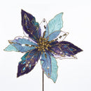 Peacock Colors Poinsettia Pick - The Country Christmas Loft