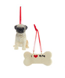 I love My Pug With Dog Bone Ornaments - The Country Christmas Loft