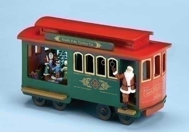 Mus Trolley Cart With Santa - 11.25" - The Country Christmas Loft