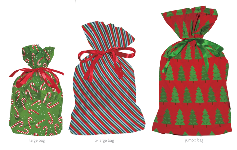 Wrap In A Hurry Pull String Gift Bag 6 piece Assortment - The Country Christmas Loft