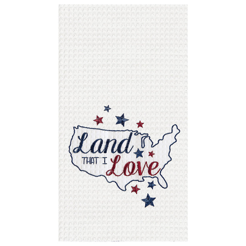 Land That I Love Waffle Towel - The Country Christmas Loft