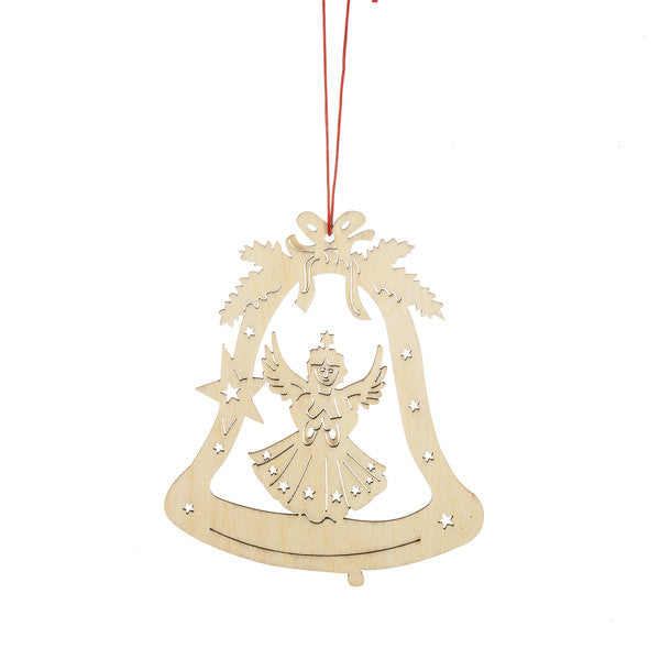 Wooden Holiday Icon Ornament - Bell - Angel - The Country Christmas Loft