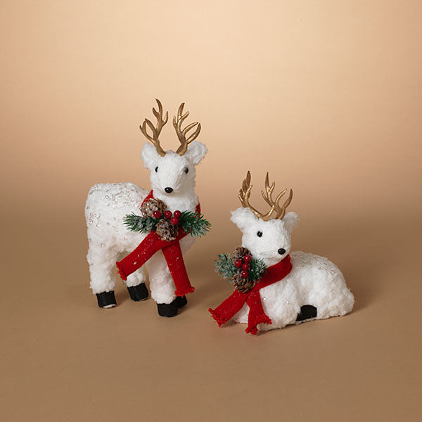 Handcrafted White Deer Figurine - - The Country Christmas Loft