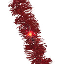 100-Light Red Iridescent Tinsel With Red Superbright LED Cascade Light
