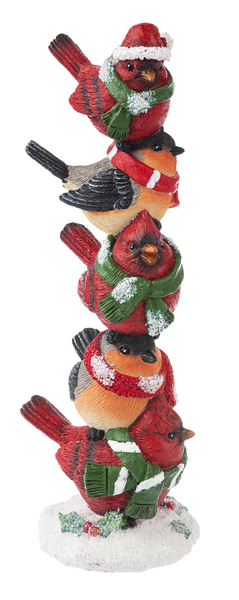 Cardinal Figurines - Stacked Birds Figurine - The Country Christmas Loft
