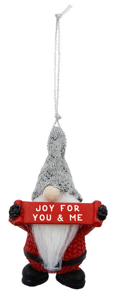 Gnome Holding Sign Ornament - Joy for You & Me - The Country Christmas Loft