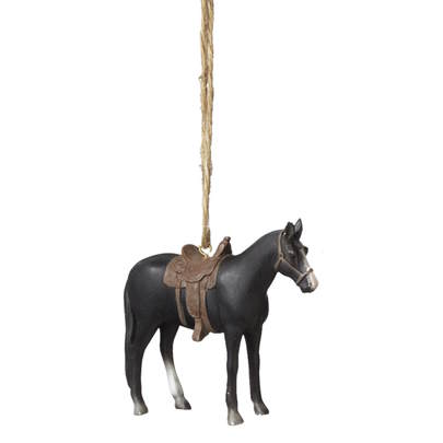 Horse in a Saddle Ornament - Black