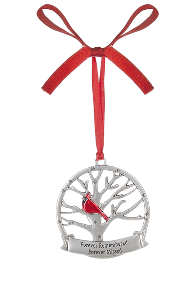 Memorial Cardinal Ornament - Forever Remembered Forever Missed