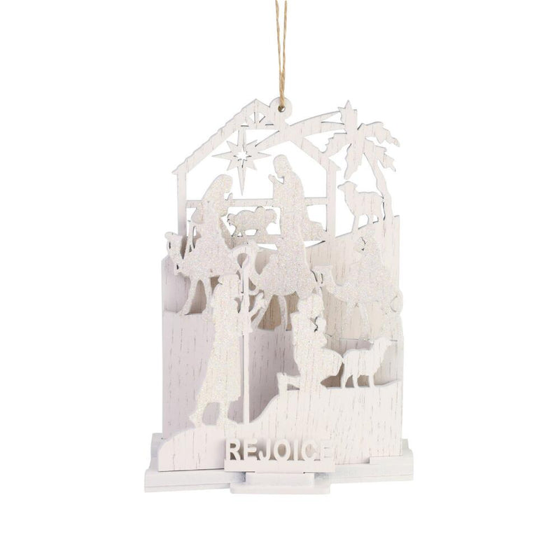 Rejoice White Nativity Ornament - The Country Christmas Loft
