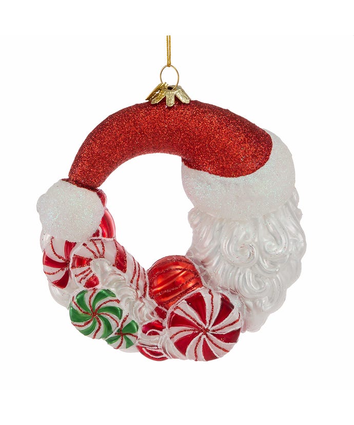 Bellissimo Glass Santa Candy Wreath Ornament - The Country Christmas Loft