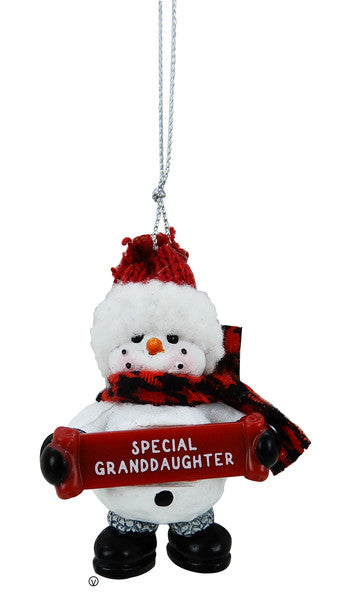 Cozy Snowman Ornament - Special Granddaughter - The Country Christmas Loft
