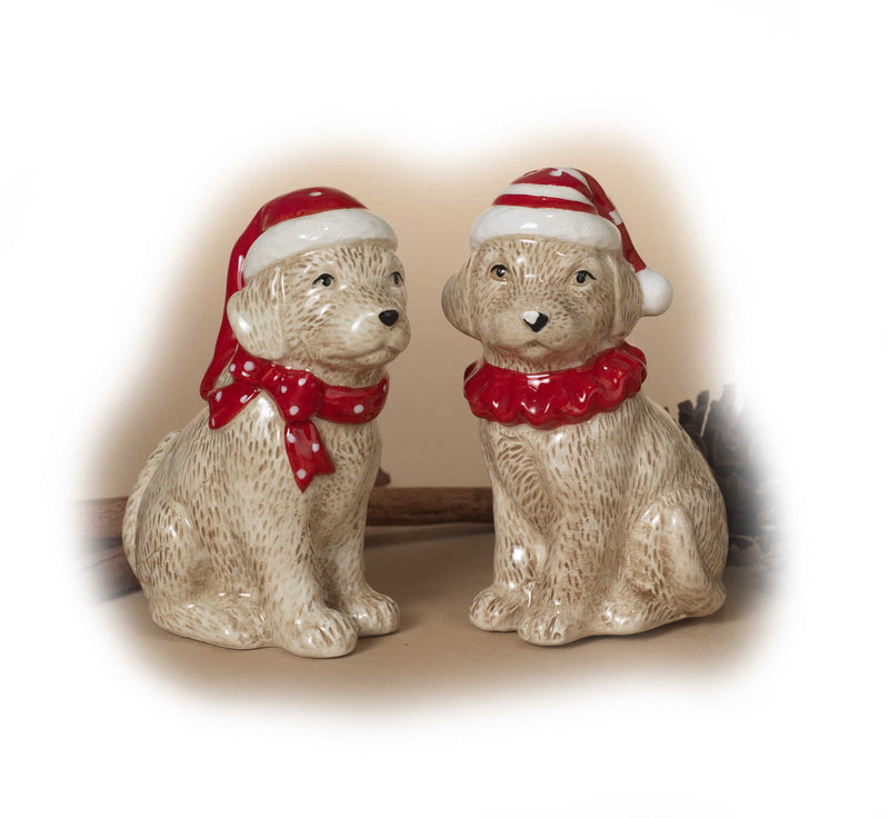 Ceramic Holiday Dog Salt and Pepper Set - The Country Christmas Loft