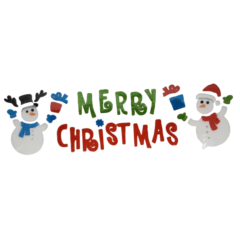 Wide Window Gel Clings - Merry Christmas  Snowman