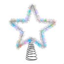 Color Changing LED Silver Tinsel Star Treetop - 12 Inch