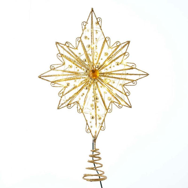 30-Light Warm White Fairy LED Gold Star Treetop - 15 Inch