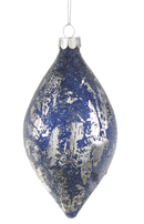 Silver and Blue Iced Glass Ornament - - The Country Christmas Loft