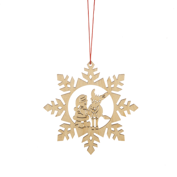 Wooden Holiday Icon Ornament - Snowflake - Santa and Reindeer - The Country Christmas Loft