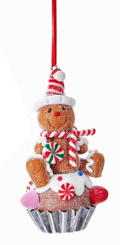Gingerbread Cupcake Ornament -  Snowman - The Country Christmas Loft