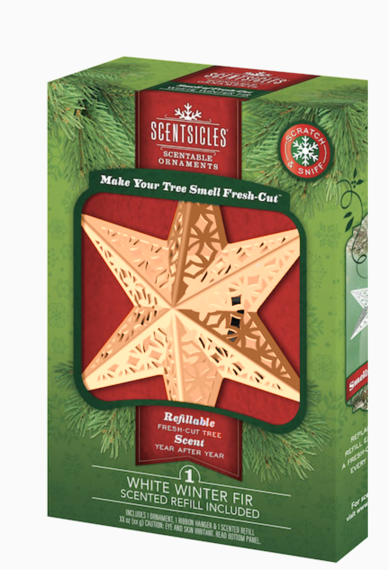Scentsicle Fir Scented Ornament - Gold Star - The Country Christmas Loft
