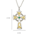 Trinity Knot Diamond And Emerald Silver Celtic Cross Pendant