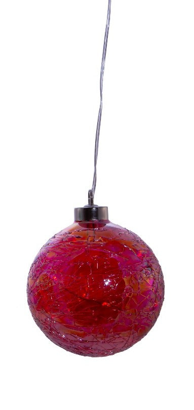 100MM USB Lighted Glass Ball Ornament - Red - The Country Christmas Loft