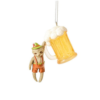 Drinking Sloth Ornament - Brown - The Country Christmas Loft