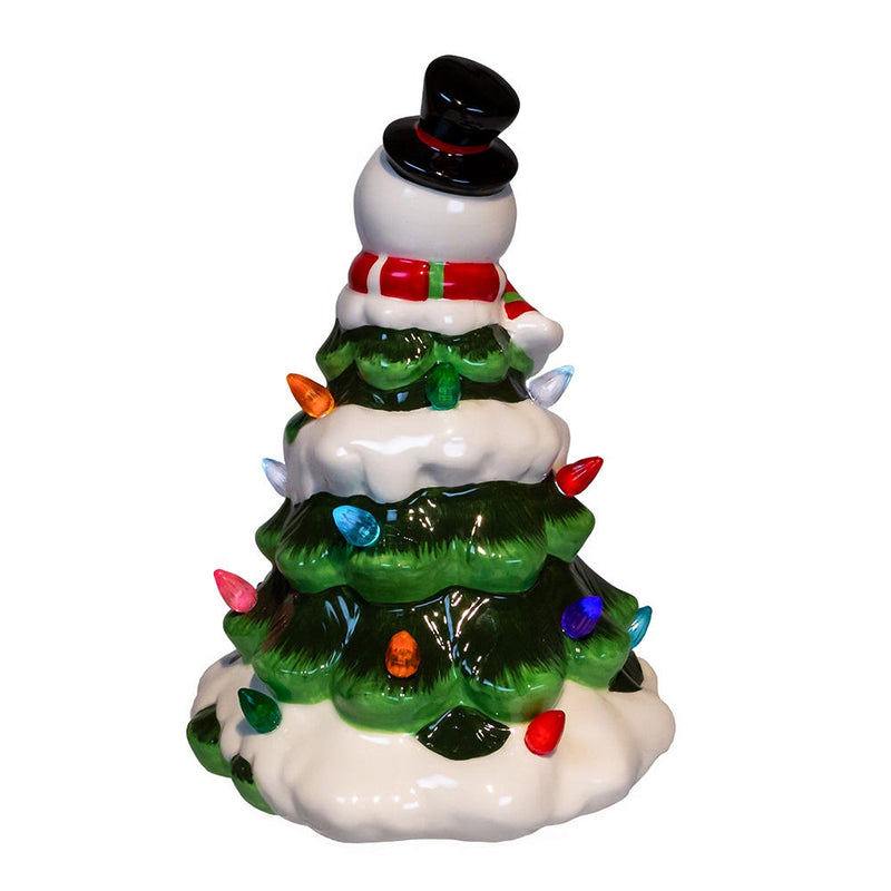 Battery Operated Ceramic Light-Up Snowman Tree - The Country Christmas Loft