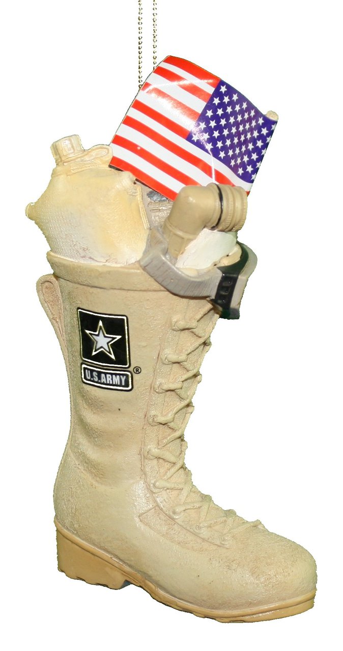 Army Boot With Usa Flag Ornament - The Country Christmas Loft