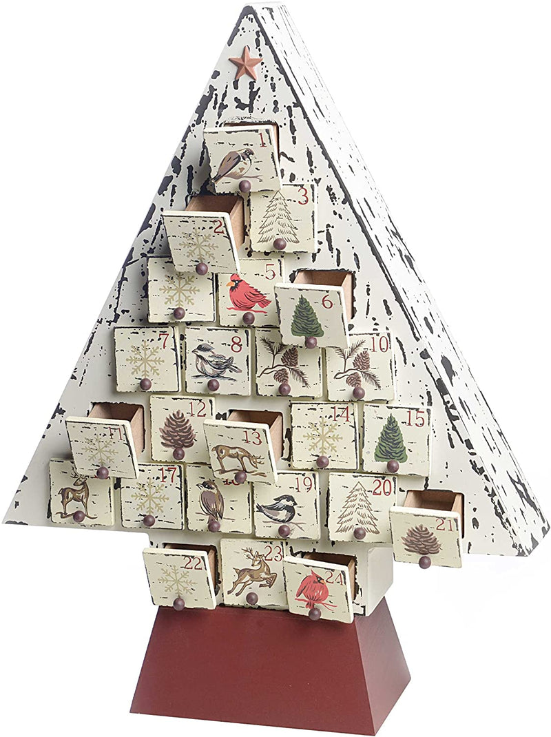 17 Inch Wood Advent Calendar with Drawers - The Country Christmas Loft