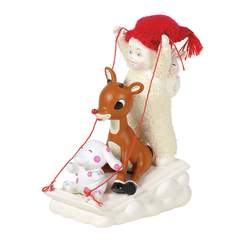 Sledding with Rudolph Figurine - The Country Christmas Loft