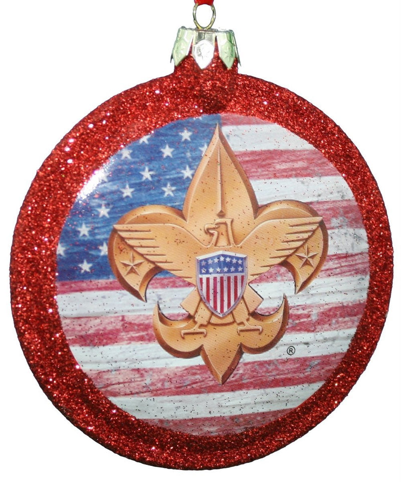 Boy Scout Round Disc Ornament - Wreath - The Country Christmas Loft