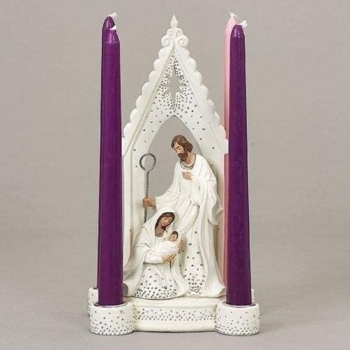 Holy Family Advent Silver Dot Candle Holder - The Country Christmas Loft