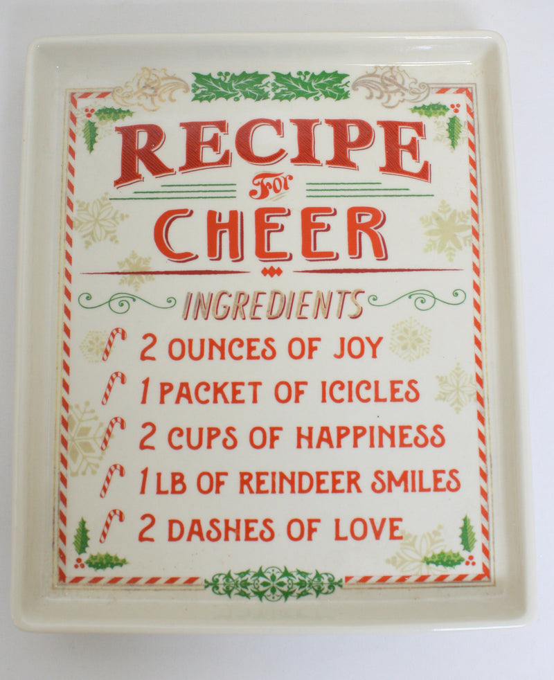 Stoneware Recipe Plate - Cheer - The Country Christmas Loft