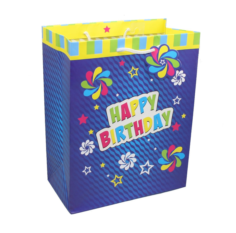 Blue Pinwheel Happy Birthday  Gift Bag - The Country Christmas Loft