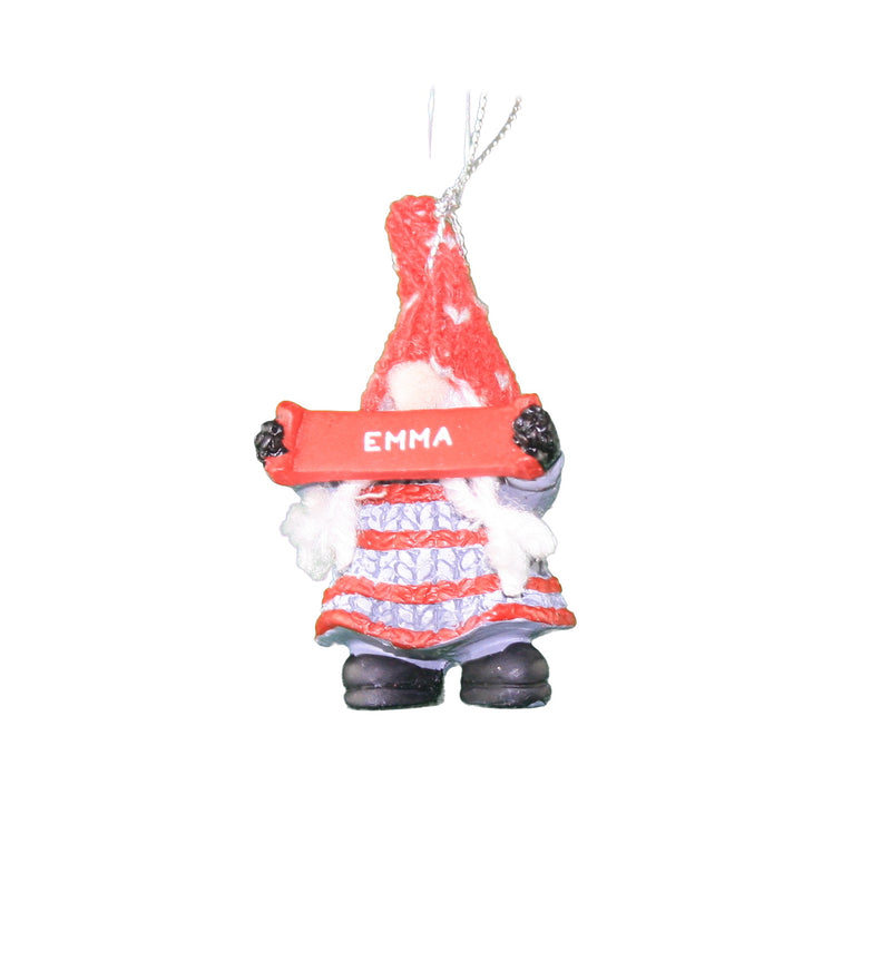 Personalized Gnome Ornament (Letters A-I) - Emma - The Country Christmas Loft