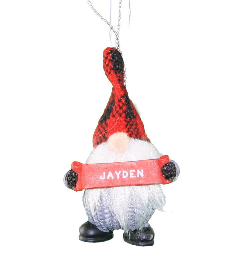 Personalized Gnome Ornament (Letters J-P) - Jayden - The Country Christmas Loft