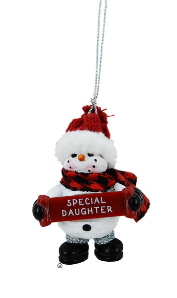 Cozy Snowman Ornament - Special Daughter - The Country Christmas Loft