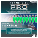 Commcercial Green LED C9 Light Bulbs - 25 Pack - The Country Christmas Loft