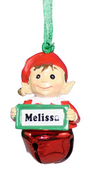 Elf Bell Ornament with Name - Melissa