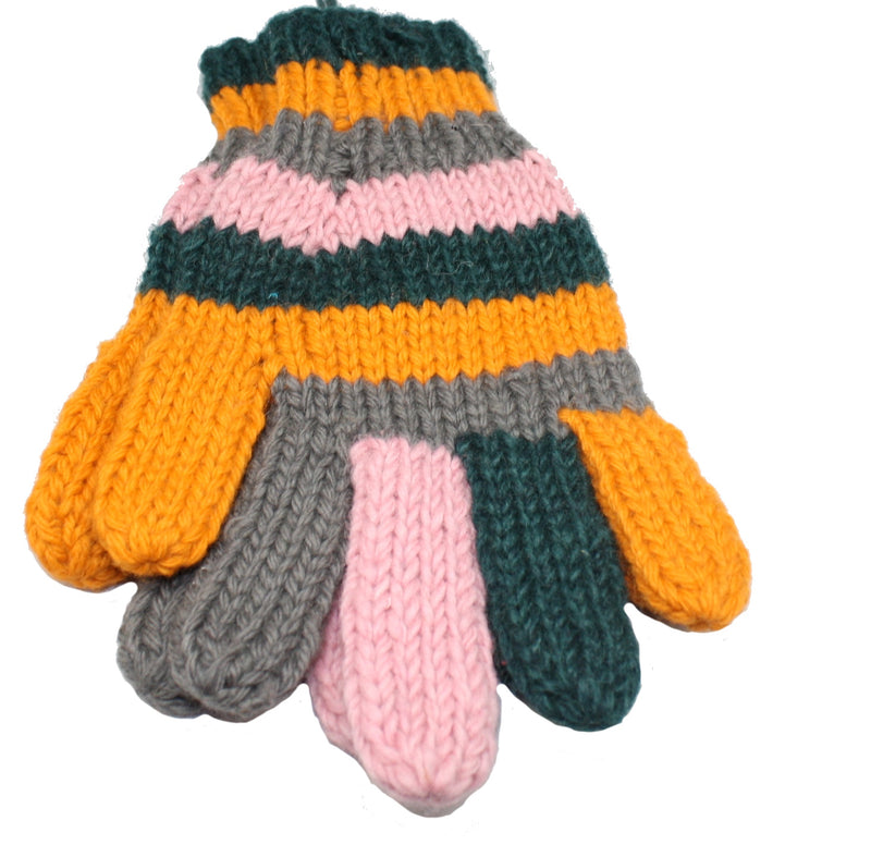 Wool Glove - Unlined - Orange Pink Gray - The Country Christmas Loft