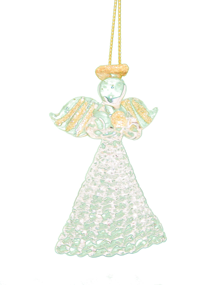 Spunglass Ornament - Gold Angel Praying