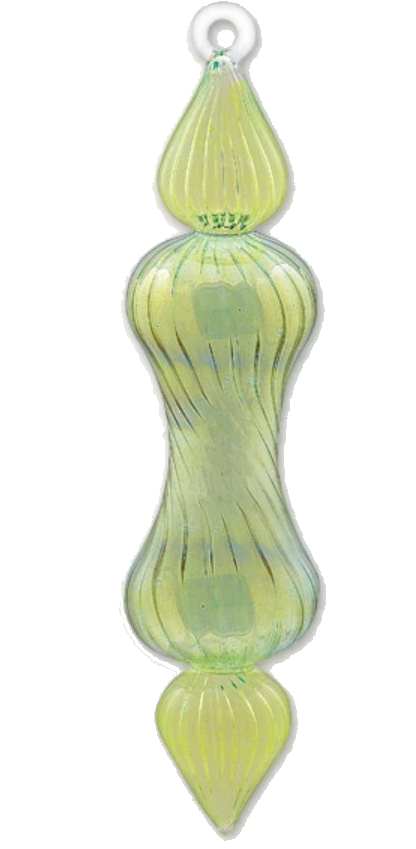 Mid Size mixed Section Twisted Glass Ornament - Green