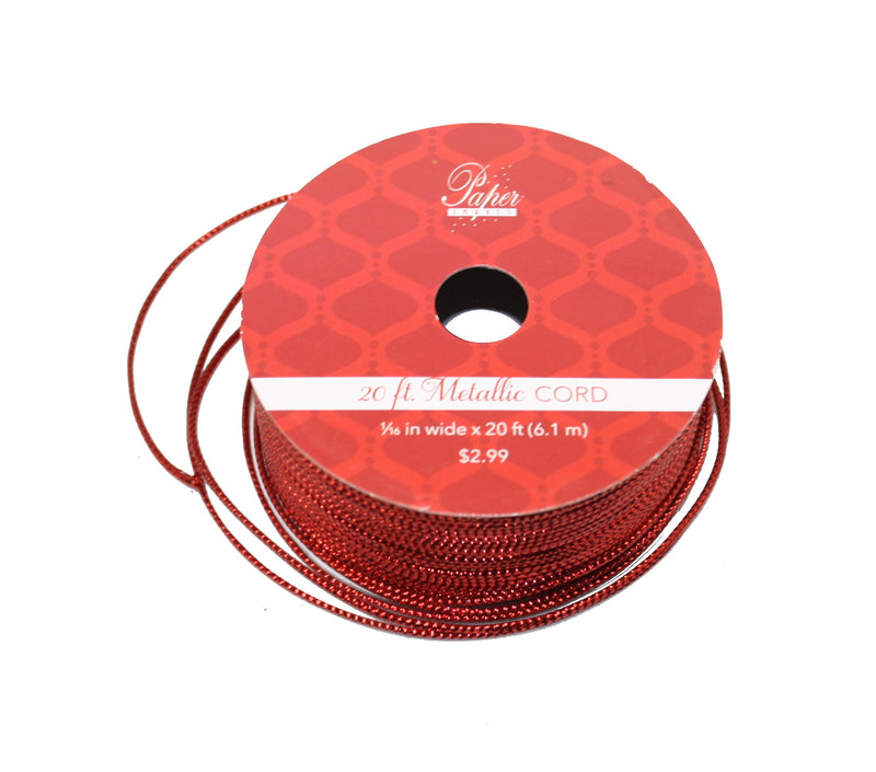Metallic 20 Foot Wrapping Cord - Red