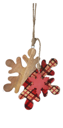 Large Wood Plaid Snowflake Ornament - - The Country Christmas Loft