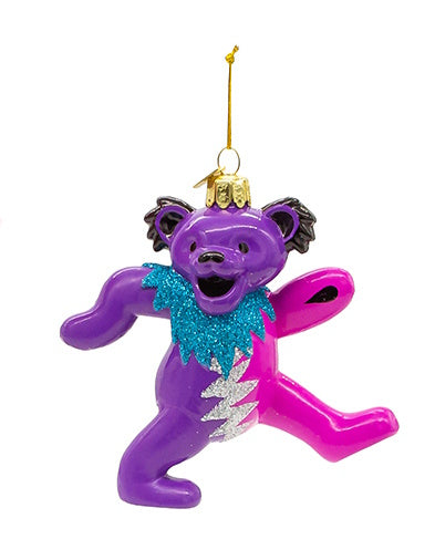 Glass Grateful Dead Bear Ornament -