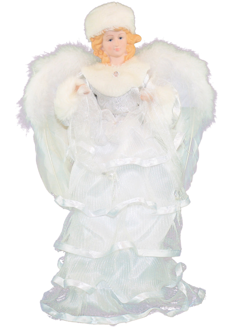 16 Inch Classic Feather Angel in White - The Country Christmas Loft