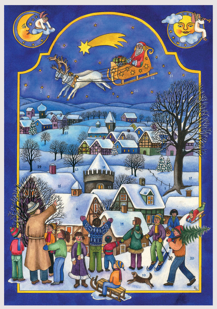 Glittered Advent Calendar - Santa is coming - The Country Christmas Loft